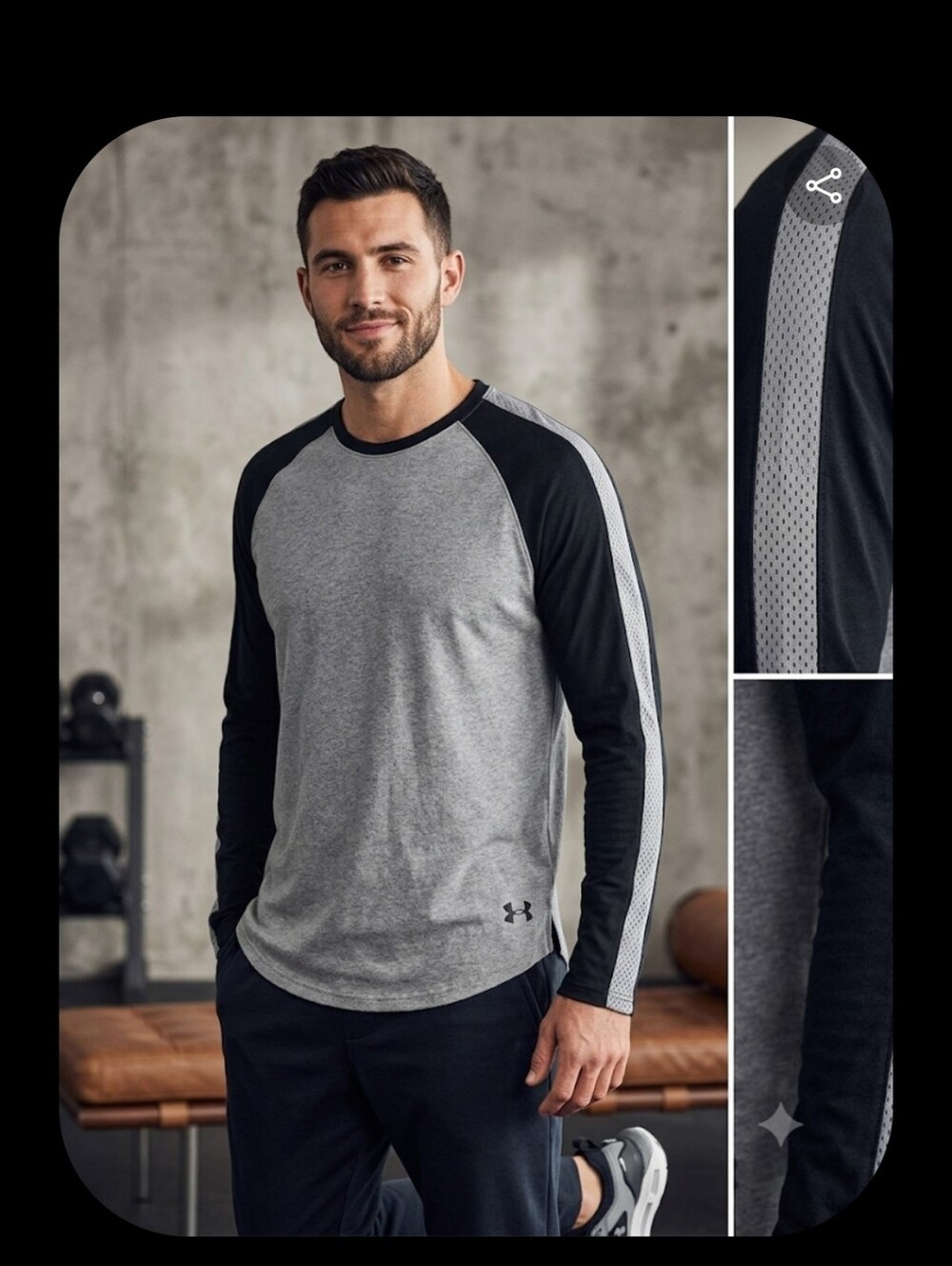 Under Armour Men’s Long Sleeve Grey and Black Performance Tee